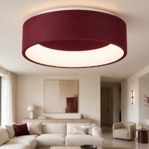 Plafoniera 45 cm moderna anello bordeaux led 27w cct 3000k 4000k