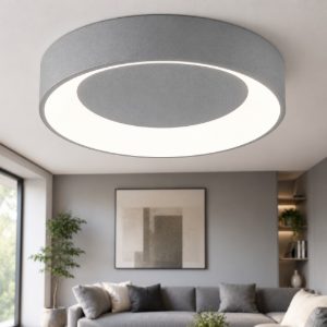 Plafoniera 60 cm moderna grigio perla anello led 36w cct 3000k 4000k