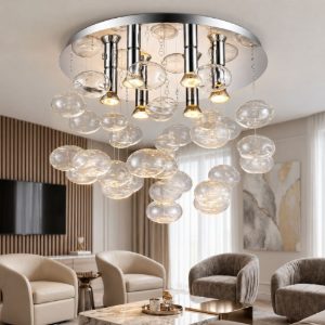 Plafoniera classica bolle di cristallo trasparente sospese 50cm