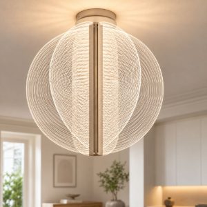 Plafoniera moderna beige vetro led 2700k stilnovo papylia