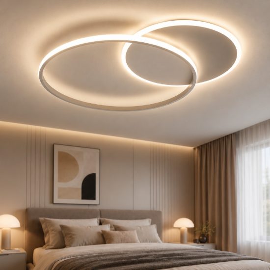 Plafoniera camera da letto vivida eclipse2 bianca led 50w cct 3000k 4000k