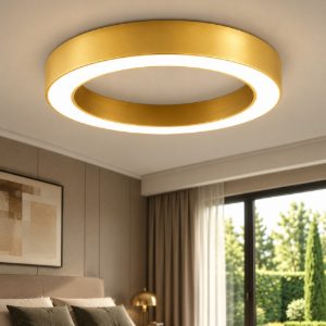 Globus ondaluce plafoniera camera da letto led 40w oro 60cm rotonda cct 3000k 4000k