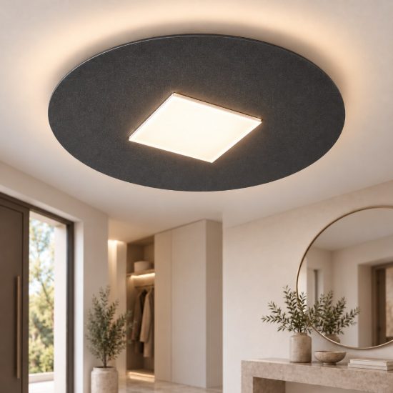 Plafoniera moderna tonda antracite per ingresso led 16w cct 3000k 4000k 28cm