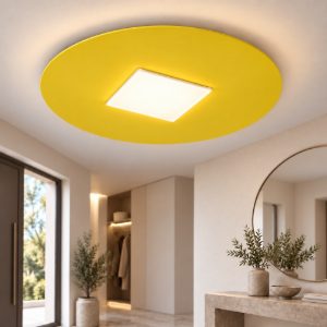 Plafoniera led 16w cct 3000k 4000k 28cm tonda moderna giallo girasole