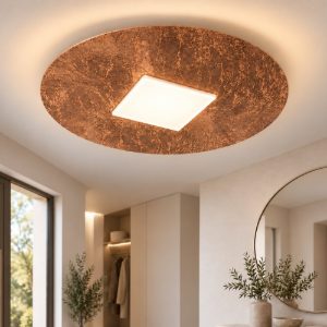 Plafoniera led 16w cct 3000k 4000k 28cm tonda moderna foglia rame