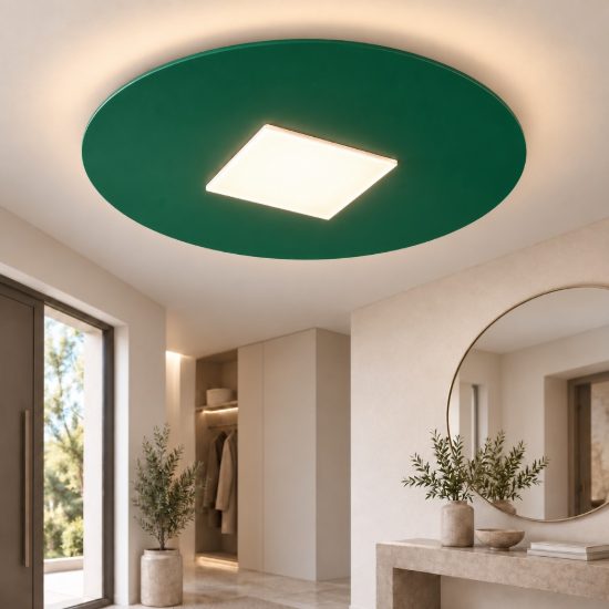 Plafoniera moderna tonda verde bosco led 16w cct 3000k 4000k 28cm