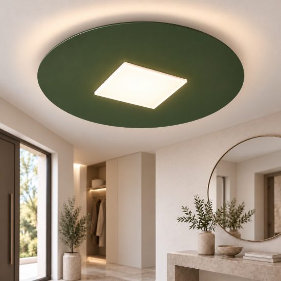 Plafoniera led 16w cct 3000k 4000k 28cm moderna per ingresso tonda verde oliva