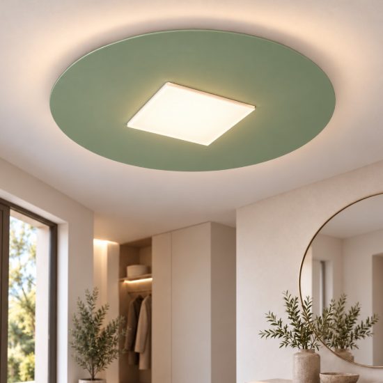 Plafoniera led 16w cct 3000k 4000k tonda moderna verde salvia 28cm