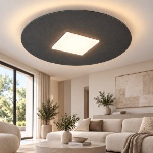 Plafoniera moderna tonda antracite per soggiorno led 26w cct 3000k 4000k 50cm