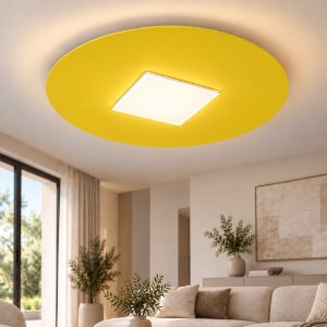 Plafoniera led 26w cct 3000k 4000k moderna giallo girasole per soggiorno 50cm