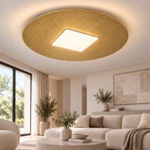 Plafoniera led 26w cct 3000k 4000k 50cm tonda moderna oro opaco
