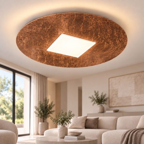 Plafoniera led 26w cct 3000k 4000k tonda moderna foglia rame