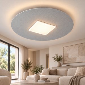 Plafoniera led 26w cct 3000k 4000k tonda moderna grigio perla 50cm