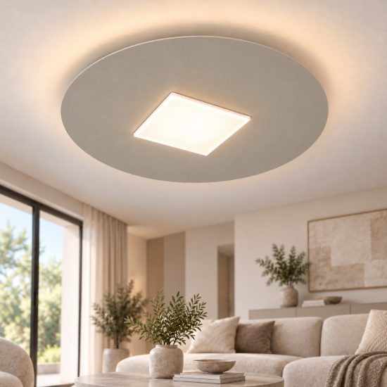 Plafoniera led 26w cct 3000k 4000k 50cm moderna per soggiorno tonda tortora