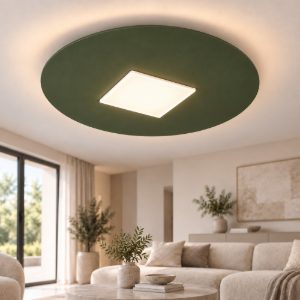 Plafoniera led 26w cct 3000k 4000k tonda moderna verde oliva 50cm