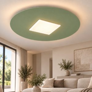Plafoniera led 26w cct 3000k 4000k moderna tonda verde salvia per soggiorno