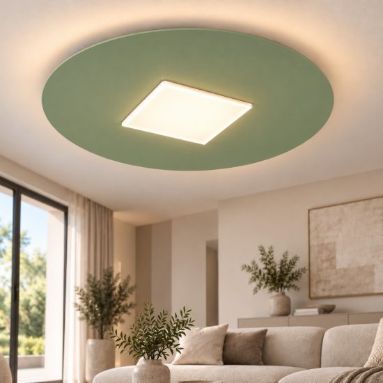 Plafoniera led 26w cct 3000k 4000k moderna tonda verde salvia per soggiorno