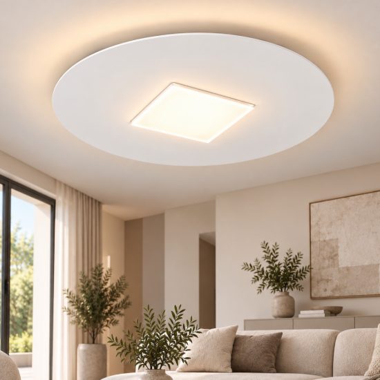 Plafoniera led 26w cct 3000k 4000k moderna tonda bianca 50cm