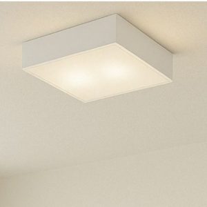 Plafoniera per cucina moderna quadrata vetro bianco lucido