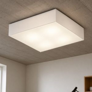 Plafoniera da cucina quadrata in vetro bianco