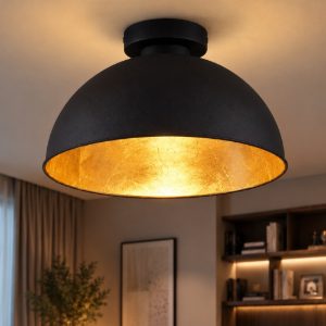 Plafoniera moderno cupola nero oro per soggiorno