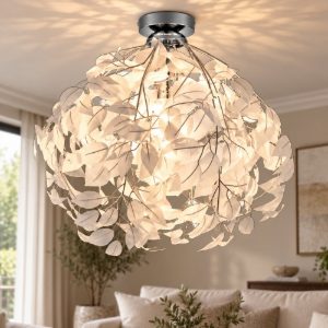 Plafoniera moderna foglie cromo 38cm