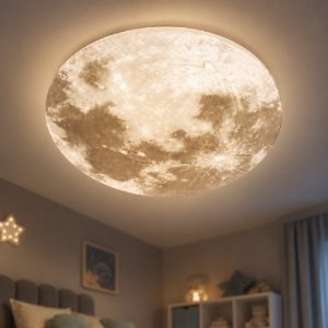 Plafoniera per cameretta luna led 15w 3000k ip44 moderna