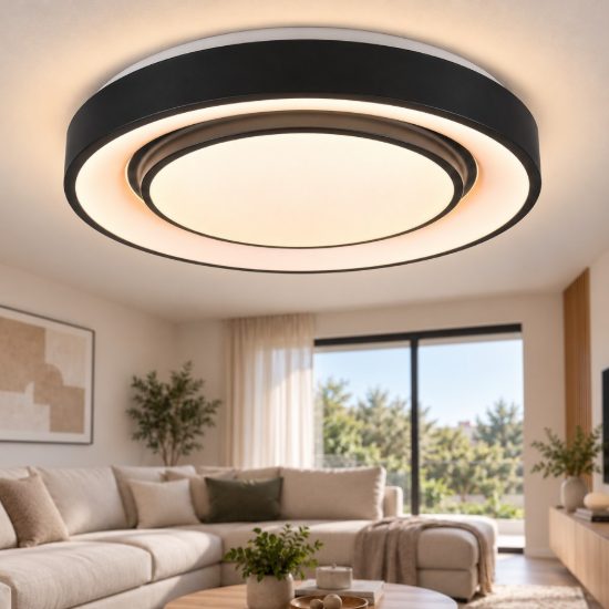 Plafoniera led 20w cct 3000k 6000k con controllo smart nero opaco