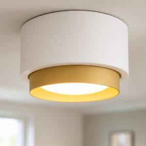 Plafoniera da soffitto cilindrica bianco oro sforzin syme