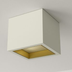 Plafoniera quadrata in gesso con interno alluminio