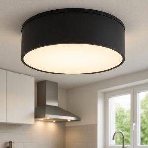 Plafoniera da cucina moderna led 12w 4000k nera rotonda 12cm