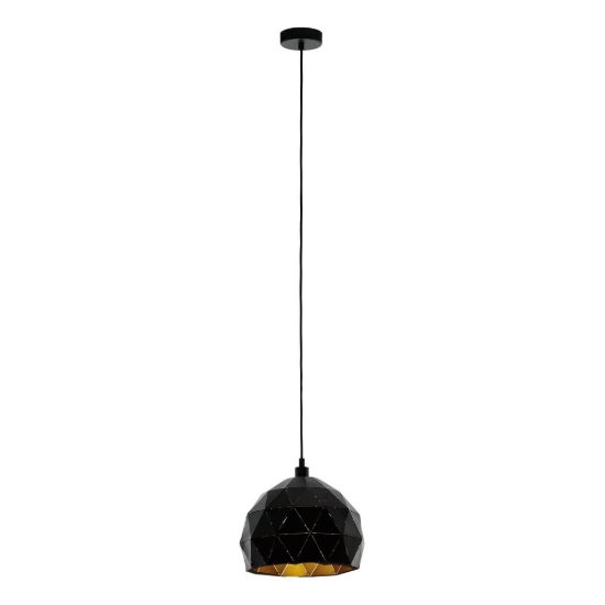 Eglo roccaforte lampadario a sospensione 30cm per cucina moderno nero e oro