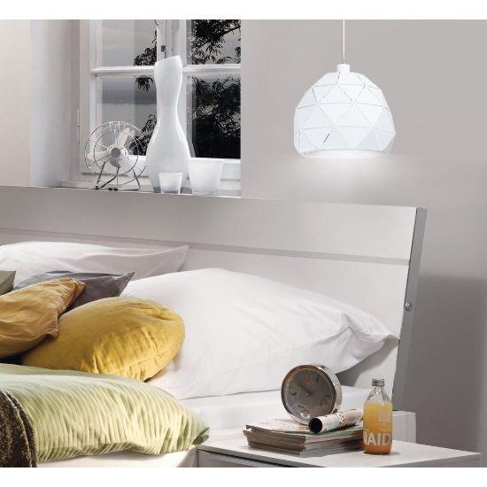 Eglo roccaforte lampadario a sospensione 30cm per cucina moderno bianco