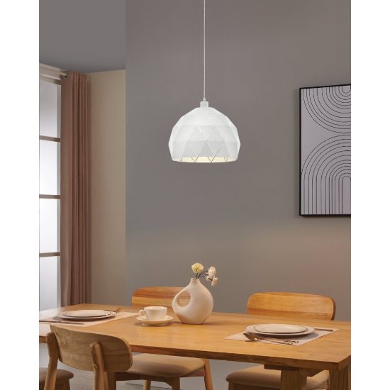 Eglo roccaforte lampadario a sospensione 40cm per cucina moderno bianco