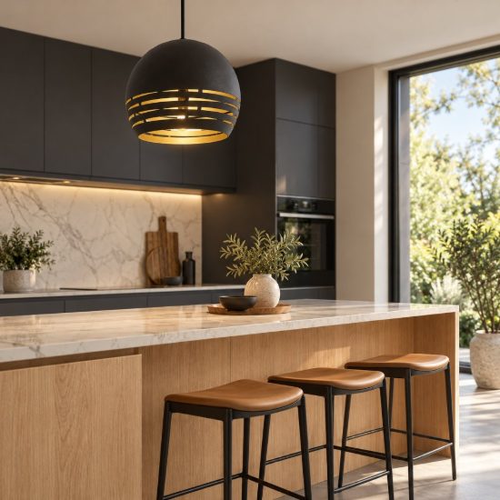 Eglo camastra lampada a sospensione 22,5cm per cucina moderna nero e oro
