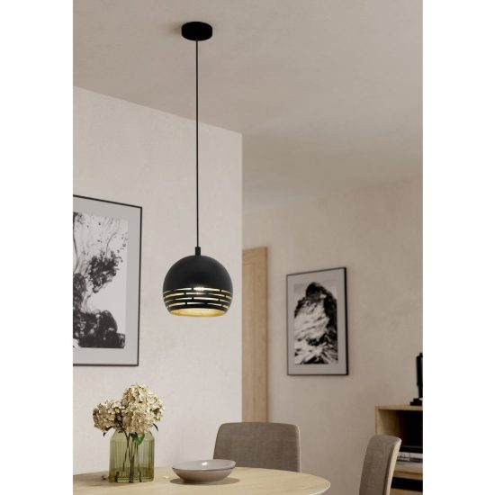 Eglo camastra lampada a sospensione 22,5cm per cucina moderna nero e oro
