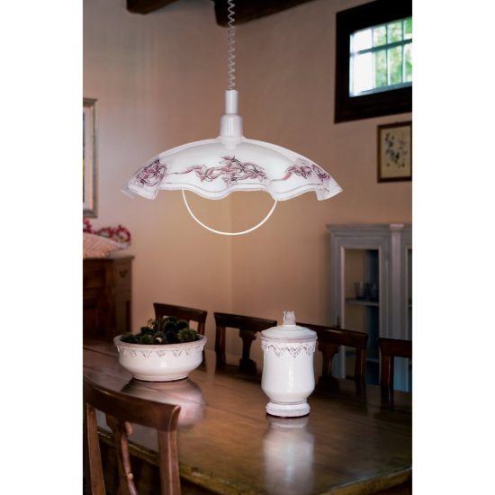 Eglo vetro lampadario 42cm per cucina classico con vetro decorato bianco lilla e nero