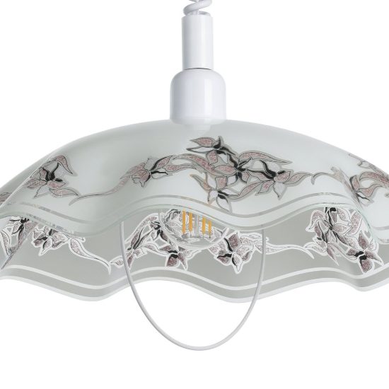 Eglo vetro lampadario 42cm per cucina classico con vetro decorato bianco lilla e nero