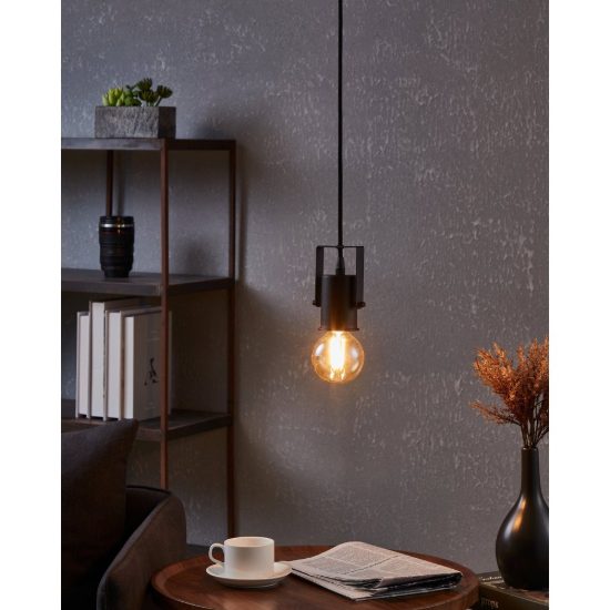 Eglo calari lampada a sospensione 10,5cm per camera da letto industriale nera