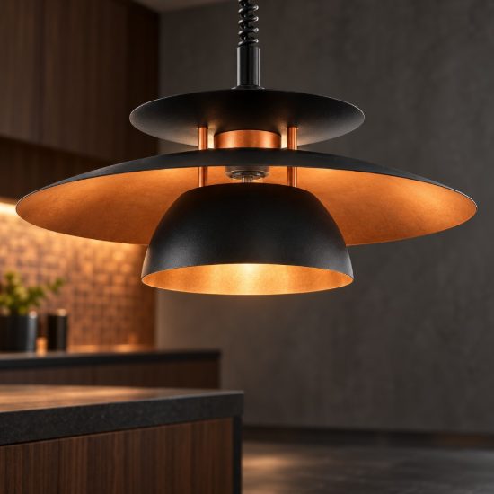 Eglo brenda lampadario a sospensione 43cm per cucina moderno nero e rame