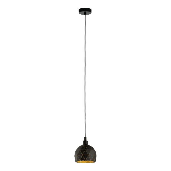 Eglo roccaforte lampadario a sospensione 17cm per cucina moderno nero e oro