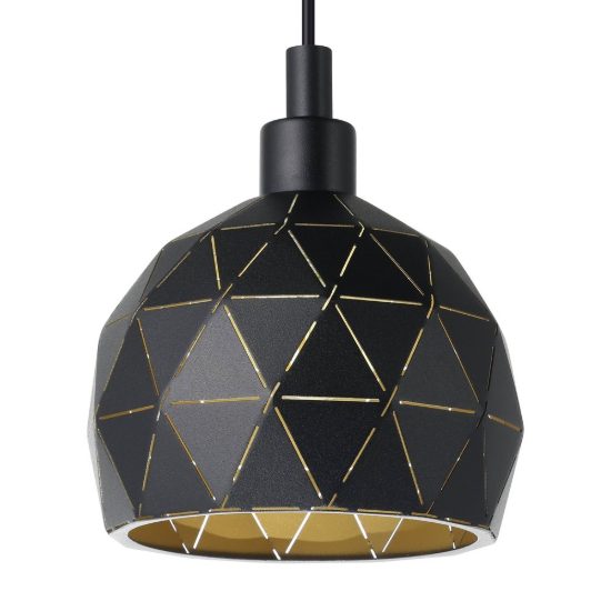 Eglo roccaforte lampadario a sospensione 17cm per cucina moderno nero e oro