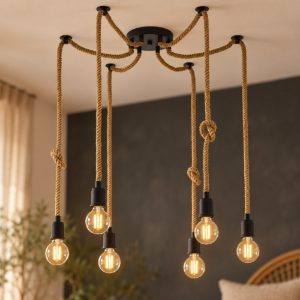 Eglo rampside lampadario a sospensione 6 luci 18cm per sala da pranzo industriale nero