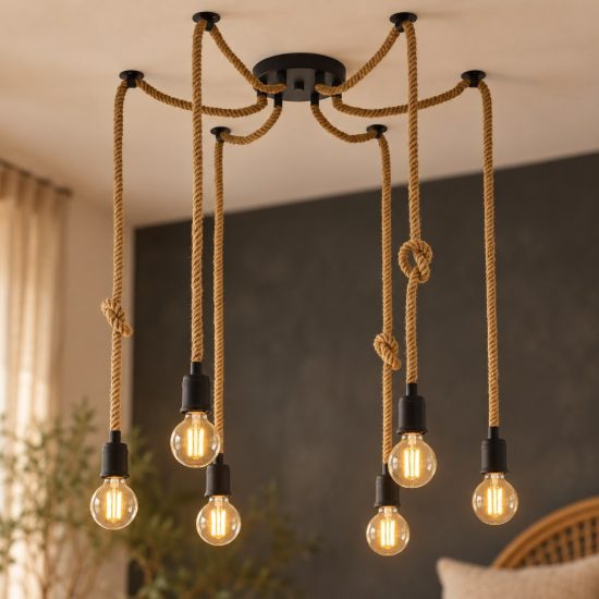 Eglo rampside lampadario a sospensione 6 luci 18cm per sala da pranzo industriale nero