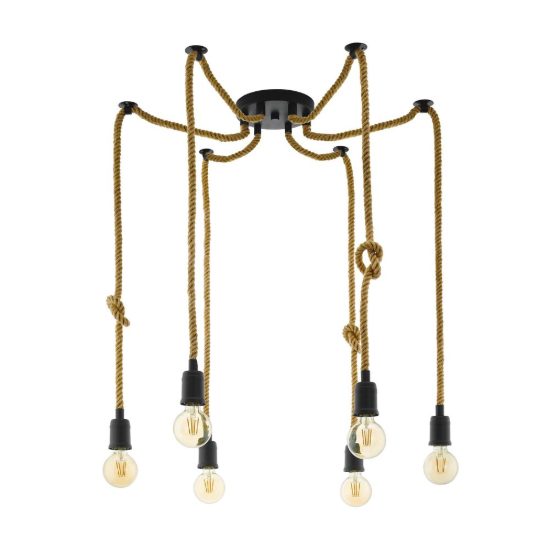 Eglo rampside lampadario a sospensione 6 luci 18cm per sala da pranzo industriale nero