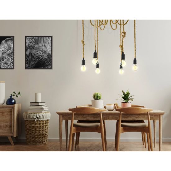 Eglo rampside lampadario a sospensione 6 luci 18cm per sala da pranzo industriale nero