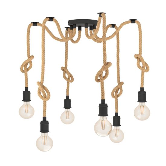 Eglo rampside lampadario a sospensione 6 luci 18cm per sala da pranzo industriale nero