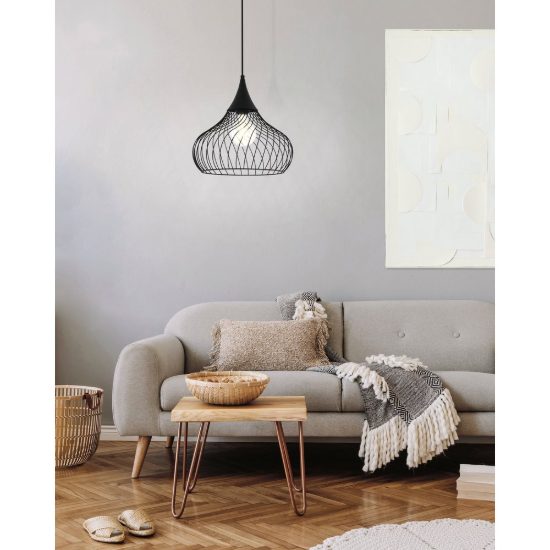 Eglo staverton lampadario a sospensione 36,5cm per ingresso industriale nero