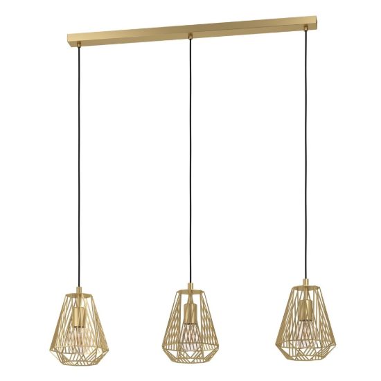 Eglo stype lampadario a sospensione 3 luci 96cm per cucina moderno oro