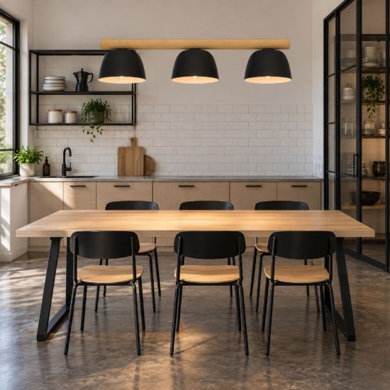 Eglo sherburn lampadario a sospensione 3 luci 77cm per cucina moderno nero e marrone